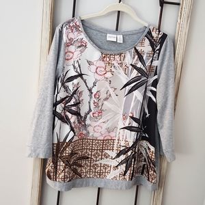 Chico's Gray & Floral Top 2, Ladies 12